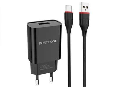 МЗП Borofone BA20A Sharp 1USB/2.1A+Cable Type-C black 00056185 фото